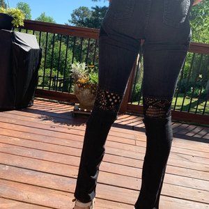 Encore Skinny Stretch Jeans With Lace & Studs
